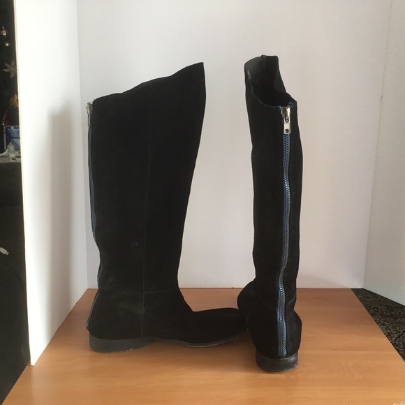 K&M Black Tall Faux Suede Boots 9 - Picture 1 of 8